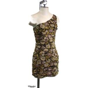 Zara One Shoulder Multi Color Floral Party Clubbing Mini Dress NWT Sz S